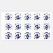 Kleurrijke Astronaut en Univers in Vette Kleuren Labels (Vel)