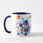 Kleurrijke Astronaut en Univers in Vette Kleuren Mok (Links)