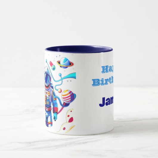 Kleurrijke Astronaut en Univers in Vette Kleuren Mok (Midden)