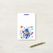 Kleurrijke Astronaut en Univers in Vette Kleuren Post-it® Notes (Op bureau)