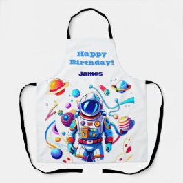 Kleurrijke Astronaut en Univers in Vette Kleuren Schort