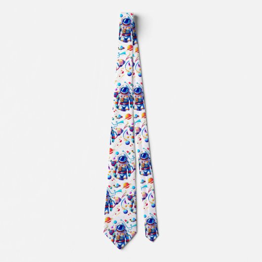 Kleurrijke Astronaut en Univers in Vette Kleuren Stropdas (Voorkant)