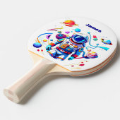 Kleurrijke Astronaut en Univers in Vette Kleuren Tafeltennisbatje (Voorkant Gekanteld)