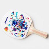 Kleurrijke Astronaut en Univers in Vette Kleuren Tafeltennisbatje (Zijkant)