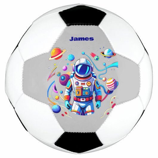 Kleurrijke Astronaut en Univers in Vette Kleuren Voetbal (Voorkant)
