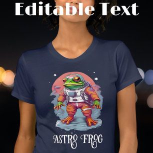 Kleurrijke Astronaut Frog bewerkbare tekst T-shirt