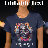 Kleurrijke Astronaut Gorilla bewerkbare tekst T-shirt