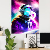 Kleurrijke astronaut in Poster voor de buitenruimt (Thuiskantoor)