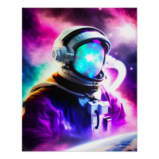 Kleurrijke astronaut in Poster voor ultrahoge ruim (Voorkant)