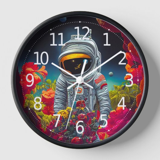 Kleurrijke astronaut in ruimte met bloemen | (Voorkant)