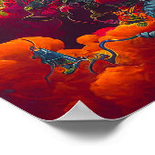 Kleurrijke astronaut in ruimte met bloemen | poster (Hoek)