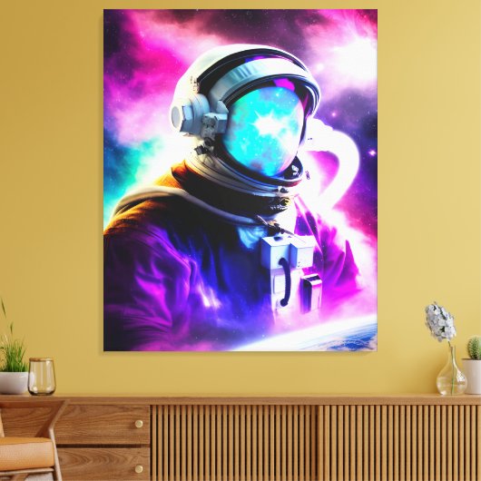 Kleurrijke astronaut in ultraruimte verrekend canv canvas afdruk (Insitu (Woonkamer))
