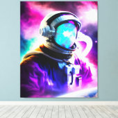 Kleurrijke astronaut in ultraruimte verrekend canv canvas afdruk (Insitu (Houten vloer))