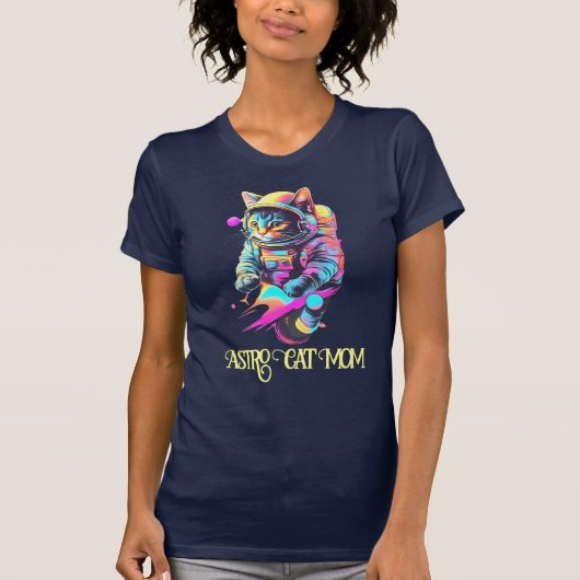 Kleurrijke astronaut kat mam t-shirt (Voorkant)