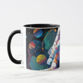 Kleurrijke Astronaut Ruimte Gepersonaliseerde Naam Mok (Links)