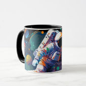 Kleurrijke Astronaut Ruimte Gepersonaliseerde Naam Mok (Voorkant links)