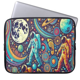 Kleurrijke Astronaut Spacewalk Patroon Laptop Sleeve