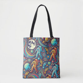 Kleurrijke Astronaut Spacewalk Patroon Tote Bag