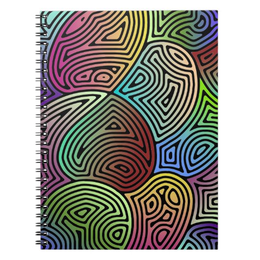 Kleurrijke asymmetrische abstracte vormen notitieboek (Voorkant)