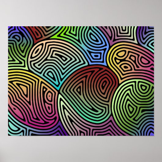 Kleurrijke asymmetrische abstracte vormen poster (Voorkant)