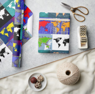 Kleurrijke atlas van de wereld cadeaupapier