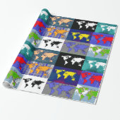 Kleurrijke atlas van de wereld cadeaupapier (Uitgerold)