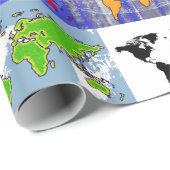 Kleurrijke atlas van de wereld cadeaupapier (Rol Hoek)