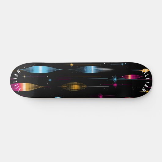 Kleurrijke Atomic Retro Skateboard Design (Horizontaal)