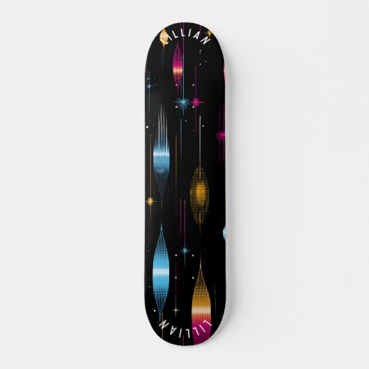 Kleurrijke Atomic Retro Skateboard Design (Voorkant)