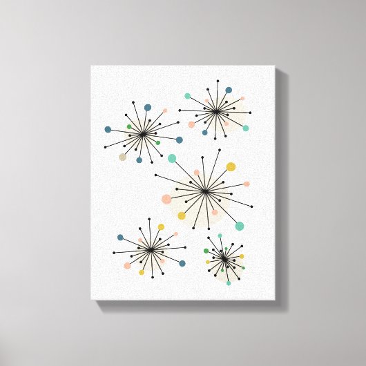 Kleurrijke atoomstartbarst midden eeuw modern canvas afdruk (Voorkant)