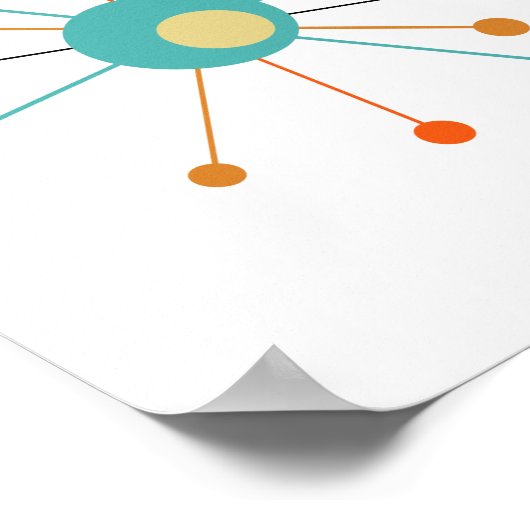 Kleurrijke atoomstartbarst midden eeuw modern poster (Hoek)