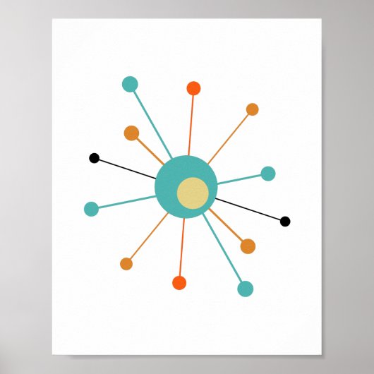 Kleurrijke atoomstartbarst midden eeuw modern poster (Voorkant)