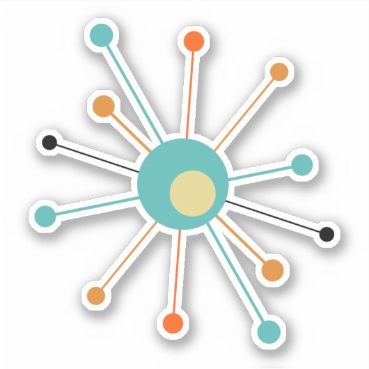 Kleurrijke atoomstartbarst midden eeuw modern sticker (Voorkant)