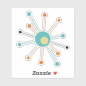 Kleurrijke atoomstartbarst midden eeuw modern sticker (Vel)