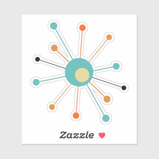 Kleurrijke atoomstartbarst midden eeuw modern sticker (Vel)