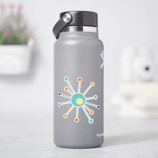 Kleurrijke atoomstartbarst midden eeuw modern sticker (HydroFlask)