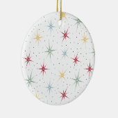 Kleurrijke atoomstartbarst midden eeuwse kerst keramisch ornament (Rechts)