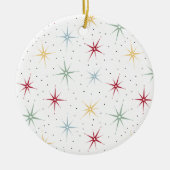 Kleurrijke atoomstartbarst midden eeuwse kerst keramisch ornament (Voorkant)