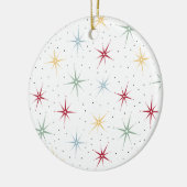 Kleurrijke atoomstartbarst midden eeuwse kerst keramisch ornament (Links)