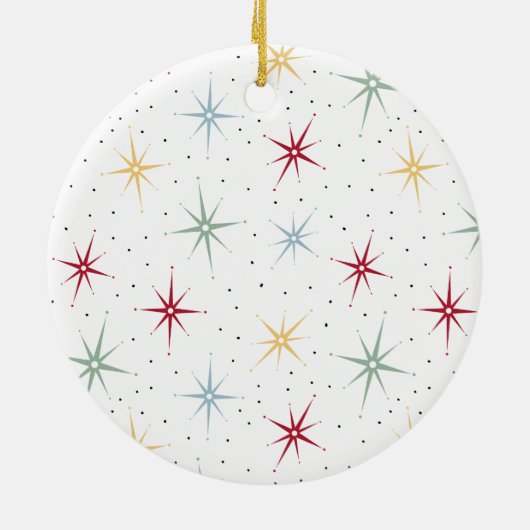 Kleurrijke atoomstartbarst midden eeuwse kerst keramisch ornament (Achterkant)