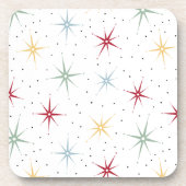 Kleurrijke atoomstartbarst uit het midden van de e bier onderzetter (Voorkant)