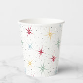 Kleurrijke atoomstartbarst uit het midden van de e papieren bekers (Voorkant)