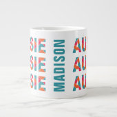 Kleurrijke AUSSIE aangepaste naam jumbo mok (Voorkant)