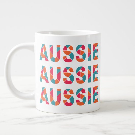 Kleurrijke AUSSIE aangepaste naam jumbo mok (Links)