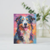 Kleurrijke Australian Shepherd Briefkaart (Staand voorkant)