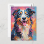 Kleurrijke Australian Shepherd Briefkaart (Voorkant / Achterkant)