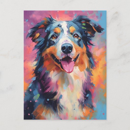 Kleurrijke Australian Shepherd Briefkaart (Voorkant)