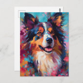 Kleurrijke Australian Shepherd Briefkaart (Voorkant / Achterkant)