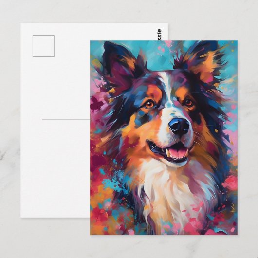Kleurrijke Australian Shepherd Briefkaart (Voorkant / Achterkant)