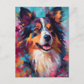 Kleurrijke Australian Shepherd Briefkaart (Voorkant)